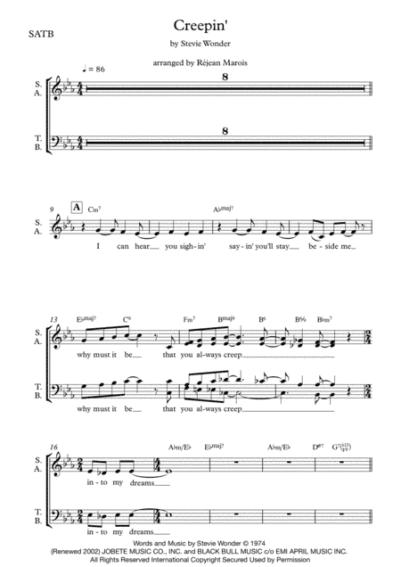 Creepin' (arr. Réjean Marois)