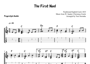 The First Noel - Fingerstyle Ukulele (Very easy Traditional Carols Christmas) (arr. Yuri Noronha)
