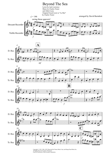 Beyond The Sea (arr. David Burndrett)