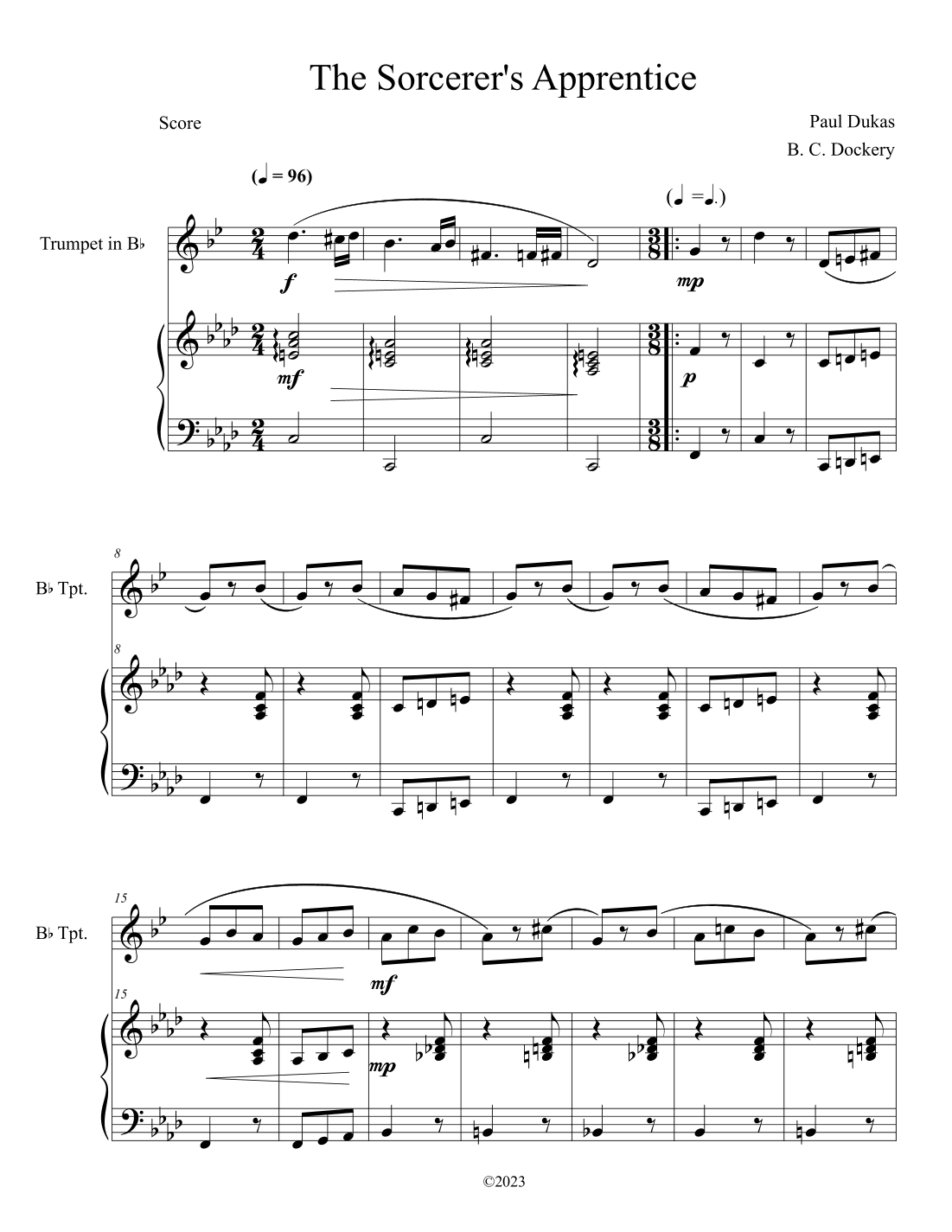 The Sorcerer's Apprentice (Trumpet Solo with Piano Accompaniment) (arr. B. C. Dockery)