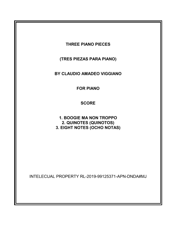 THREE PIANO PIECES (TRES PIEZAS PARA PIANO)
