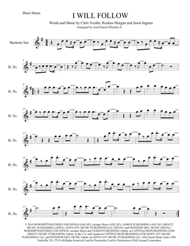 I Will Follow (arr. José Daniel Morales A.)