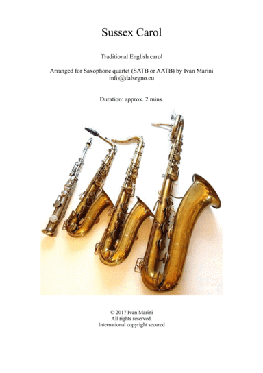 SUSSEX CAROL - for Saxophone Quartet (arr. Ivan Marini)
