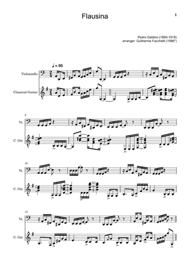 Pedro Galdino - Flausina. Arrangement for Cello and Classical Guitar (arr. Guilherme Facchetti)