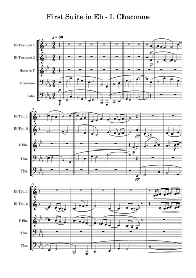 First Suite in Eb - I. Chaconne - Brass Quintet (arr. Edward Fall)