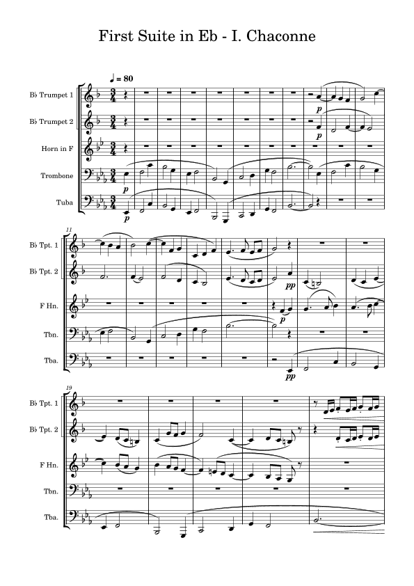 First Suite in Eb - I. Chaconne - Brass Quintet (arr. Edward Fall)