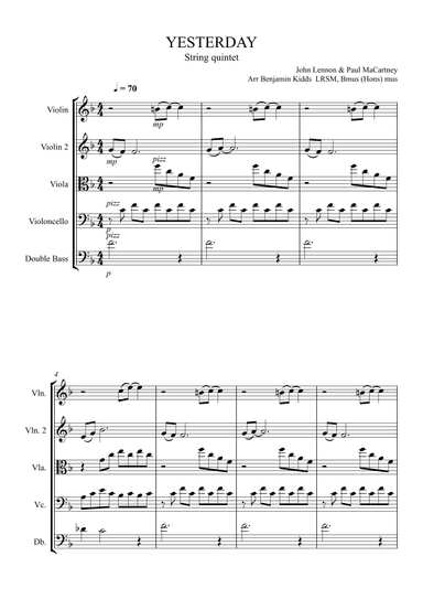 Yesterday (arr. Benjamin Kidds)