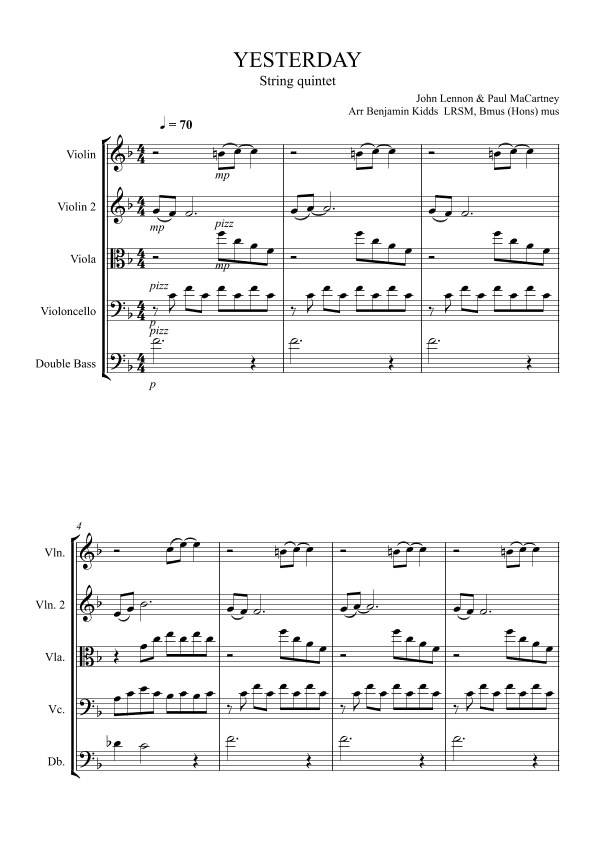 Yesterday (arr. Benjamin Kidds)