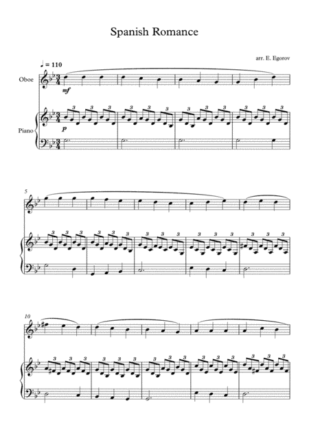 Spanish Romance, For Oboe & Piano (arr. Eugene Egorov)