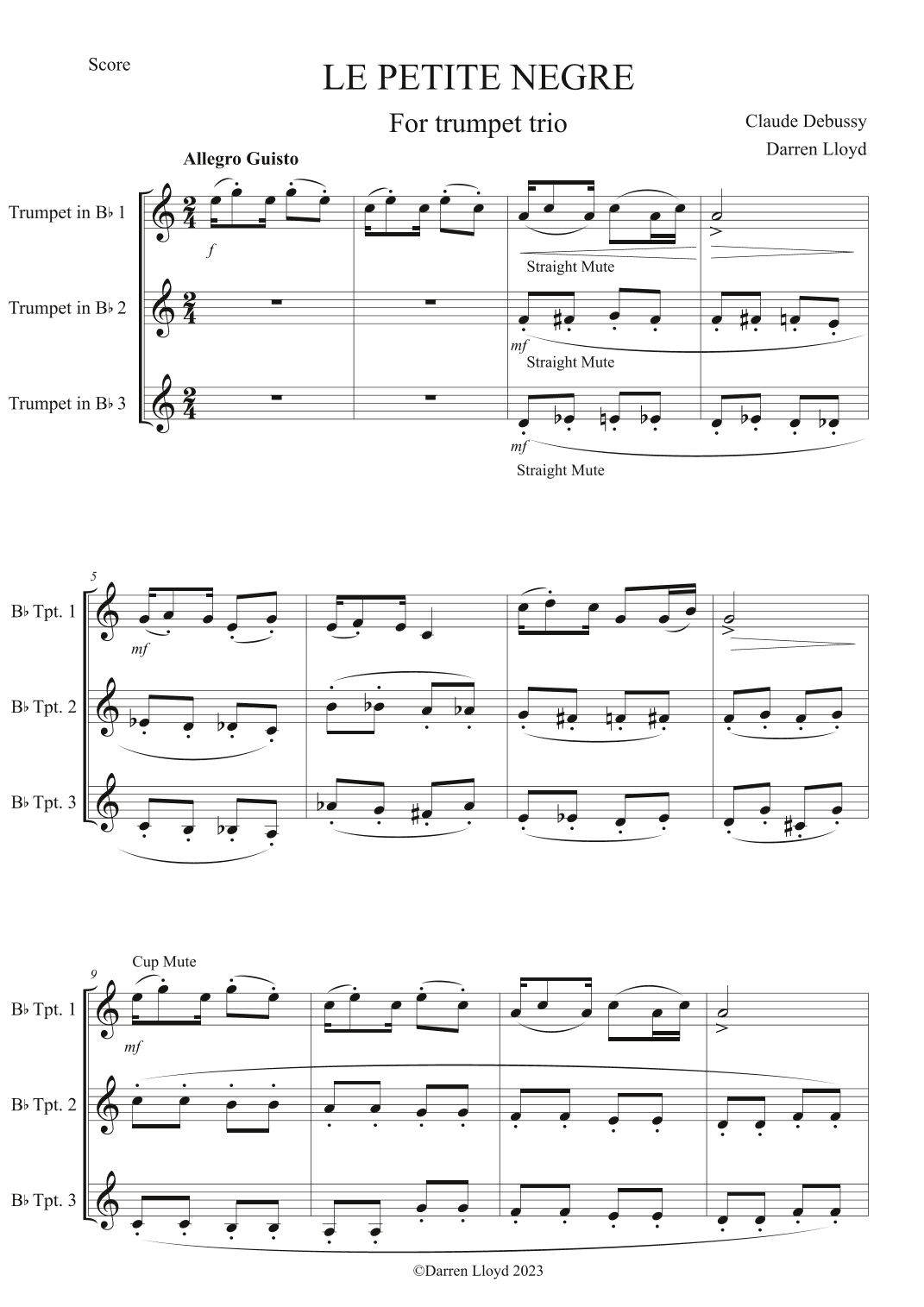 La Petitie Negre - For trumpet trio (arr. Darren Lloyd)