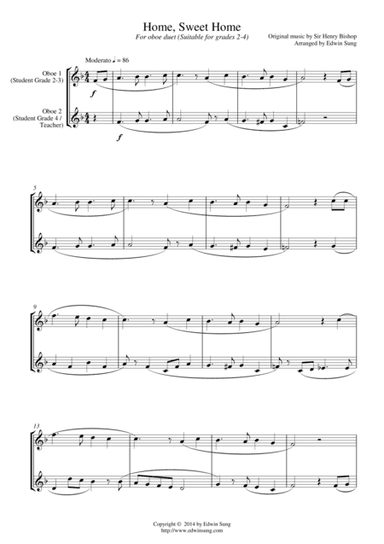 Home, Sweet Home (for oboe duet, suitable for grades 1-3) (arr. Edwin Sung)