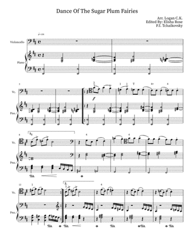 Dance of The Sugar Plum Fairies, From The Nutcracker Suite(Cello & Piano) (arr. Logan K., Elisha R.)