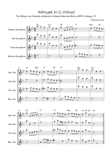 Minuet In G minor (with chords) (arr. Alex Nunes Rodrigues)