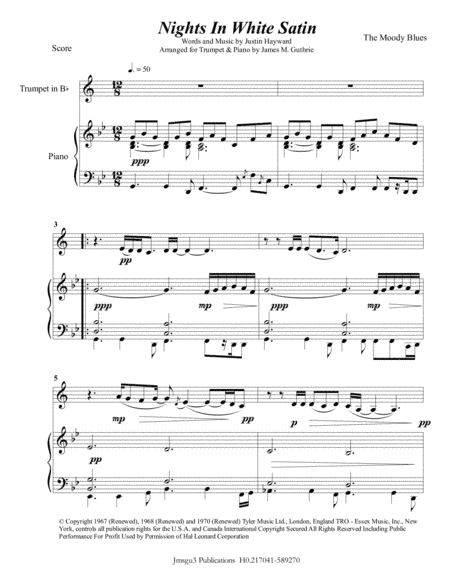 Nights In White Satin (arr. James M. Guthrie, ASCAP)