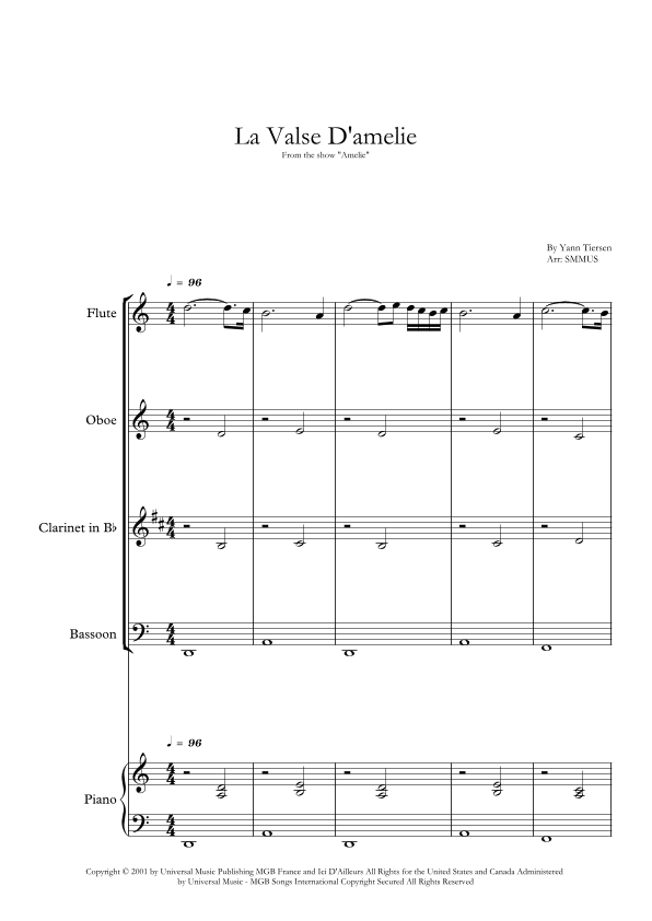 La Valse D'amelie (arr. SMMUS)