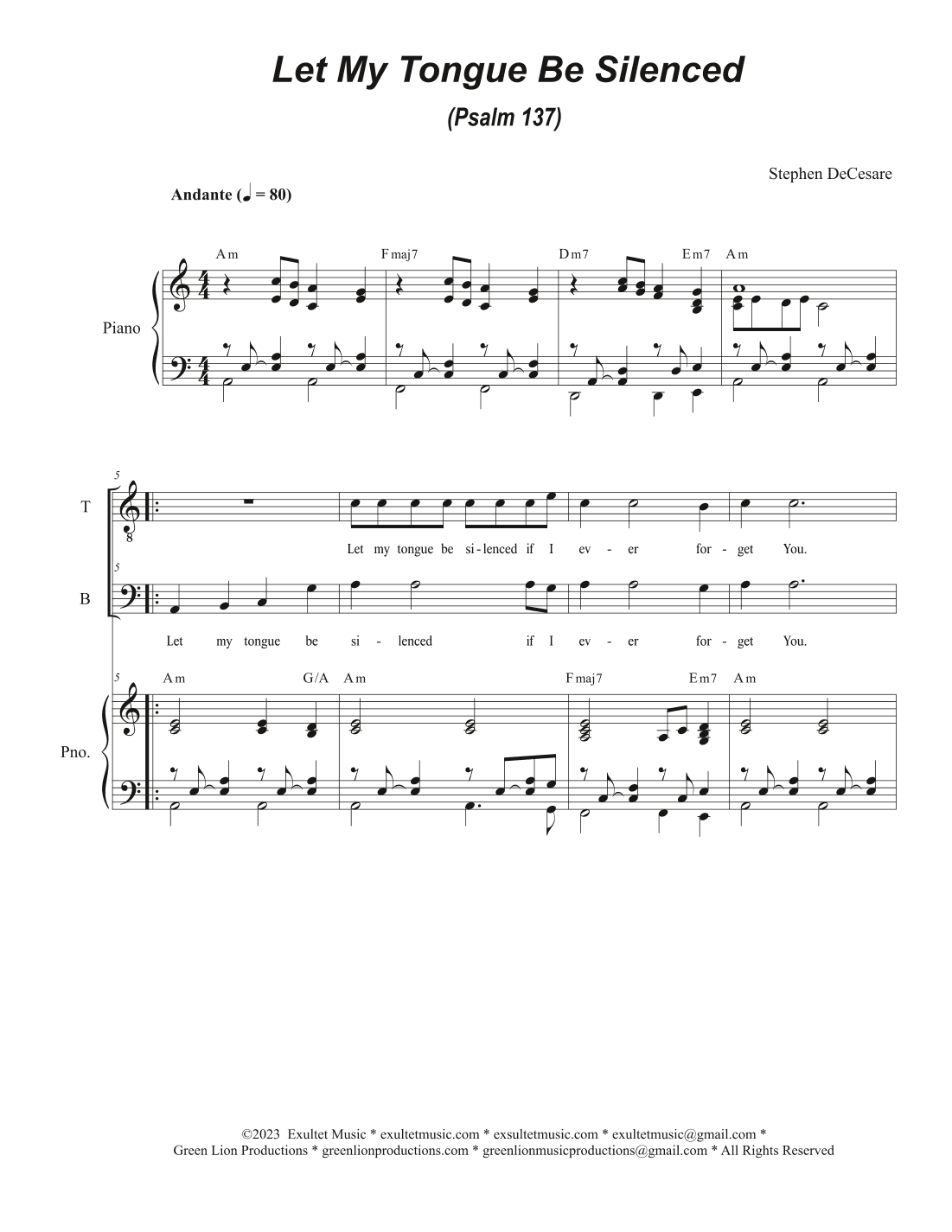 Let My Tongue Be Silenced (Psalm 137) (2-part choir - (TB)