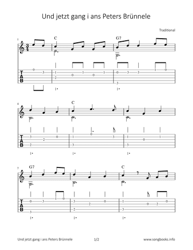 Und jetzt gang i ans Peters Brünnele (arr. Bettina Schipp)