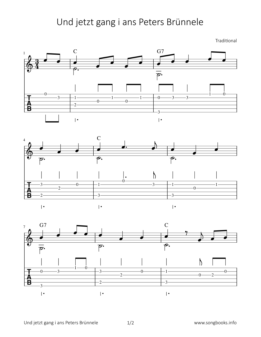 Und jetzt gang i ans Peters Brünnele (arr. Bettina Schipp)