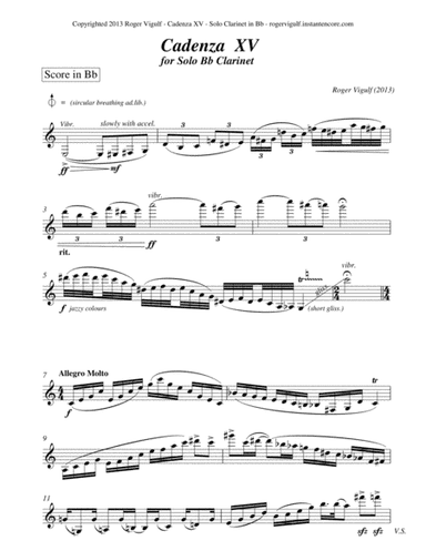 Cadenza XV for Solo E-flat Clarinet