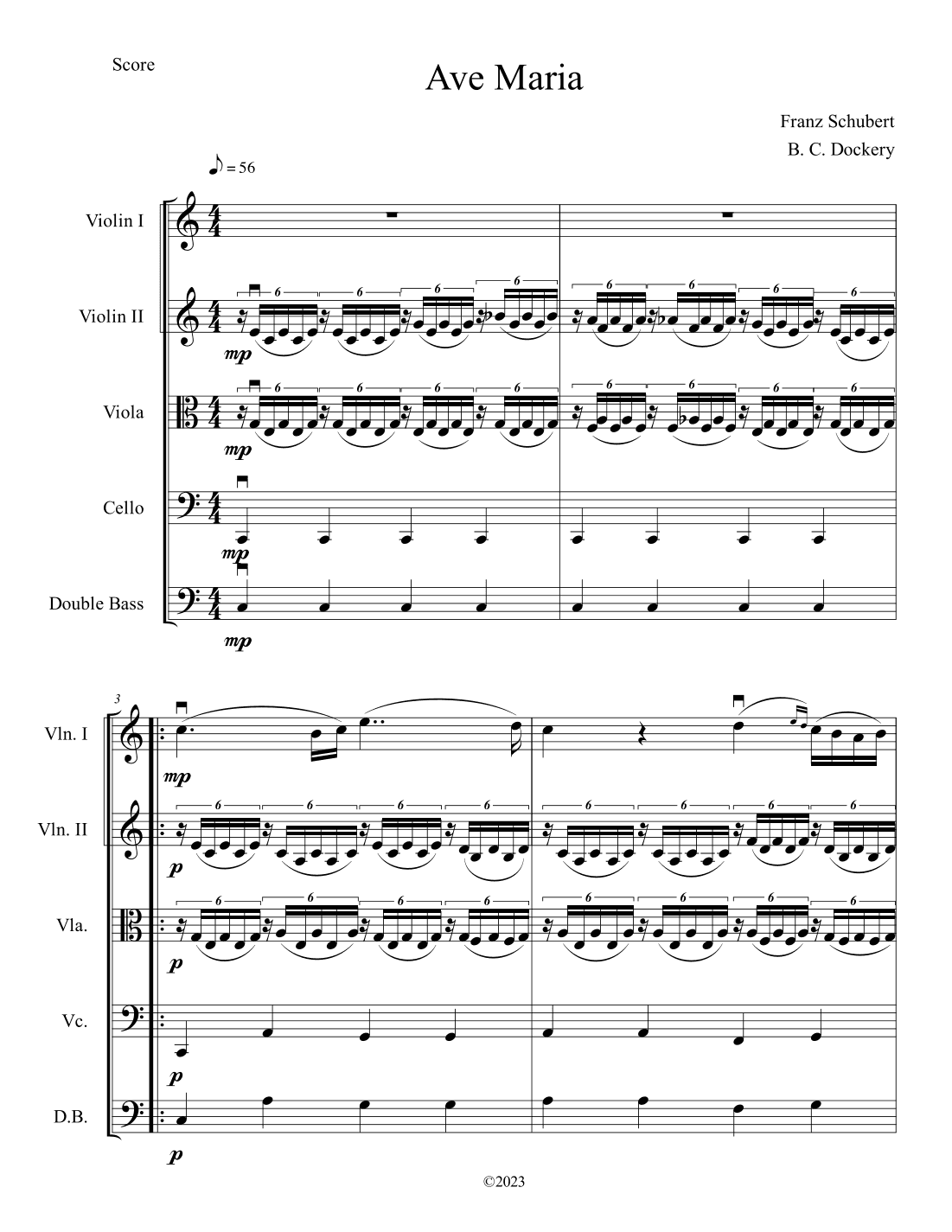 Ave Maria (String Orchestra or Quintet) (arr. B. C. Dockery)
