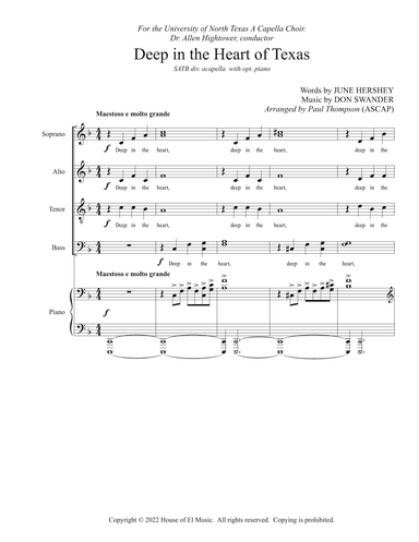 Deep In The Heart Of Texas (arr. Paul Thompson)