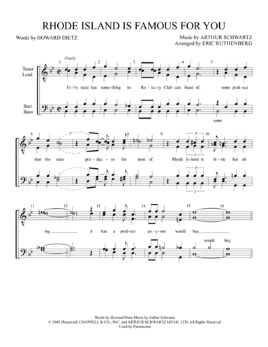 Rhode Island Is Famous For You (arr. Eric Ruthenberg)