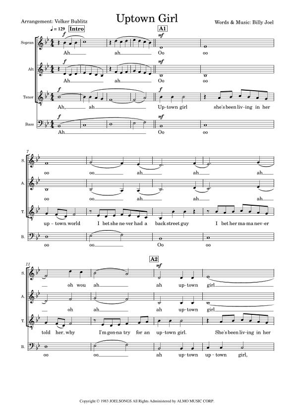 Uptown Girl (arr. Volker Bublitz)