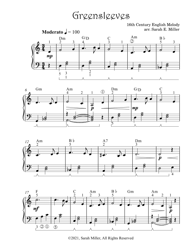 Greensleeves (arr. Sarah E. Miller)