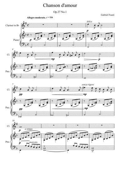 Gabriel Fauré - Chanson d'amour (Clarinet Solo) (arr. André Laitano)