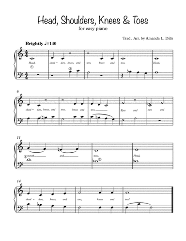 Head, Shoulders, Knees, and Toes (Easy Piano) (arr. Amanda Dills)