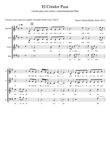 El Cóndor Pasa (arr. Armando Vértiz Cayo)