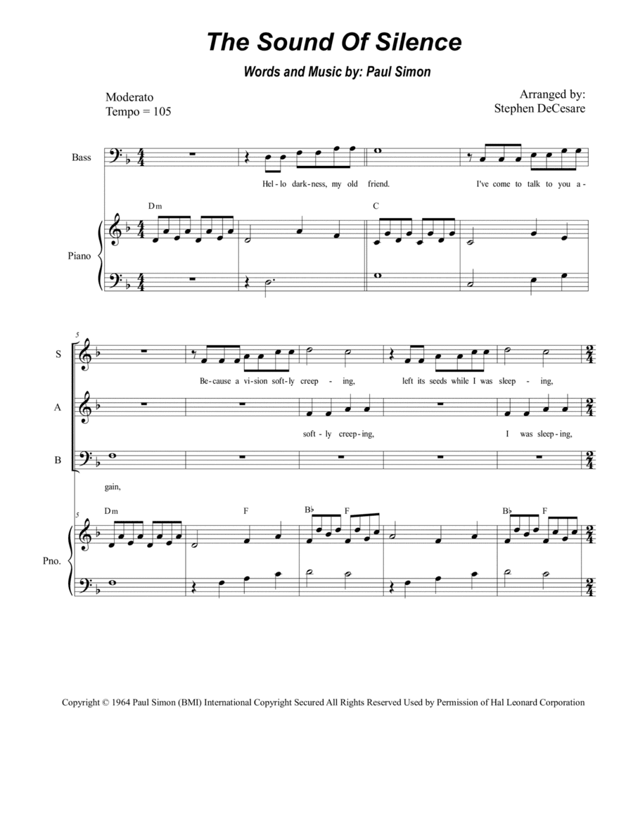 The Sound Of Silence (arr. Stephen DeCesare)