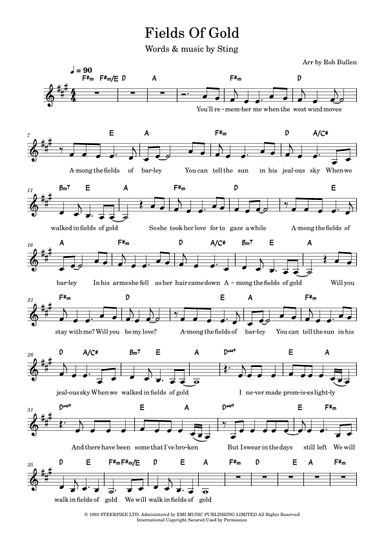 Fields Of Gold (arr. Rob Bullen)