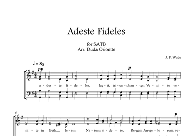 Adeste Fideles (SABT - G major - 2 staffs - no piano - no chords) O Come All Ye Faiful (arr. Duda Oriontte)