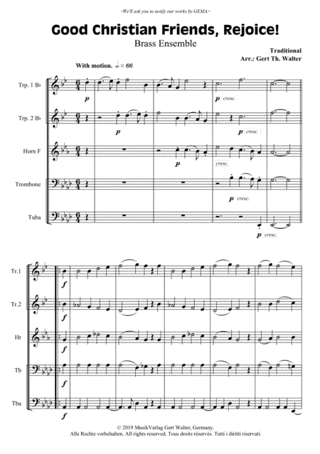 Good Christian Friends, Rejoice! (arr. Gert Th. Walter)