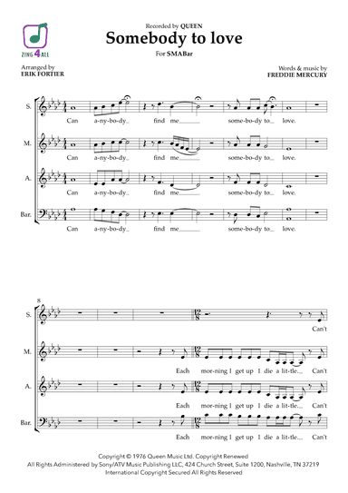 Somebody To Love (arr. Erik Fortier)