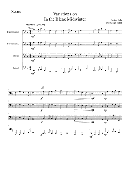 In the Bleak Midwinter for Brass - Gustav Holst (arr. Ken Pollitt)