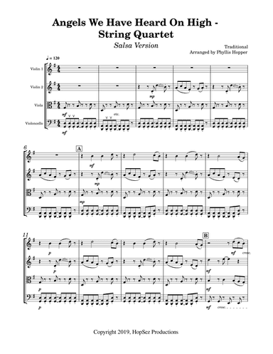 Angels We Have Heard On High - String Quartet (arr. Phyllis Hopper)