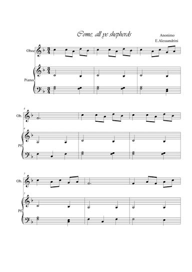 Come, all ye shepherds. Oboe and piano (arr. Ester Alessandrini)