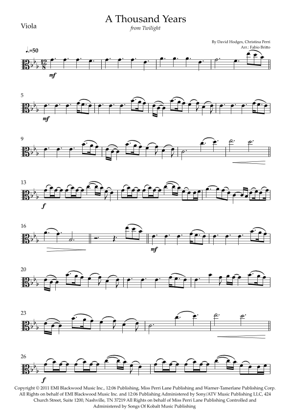 A Thousand Years (arr. Fabio Britto)