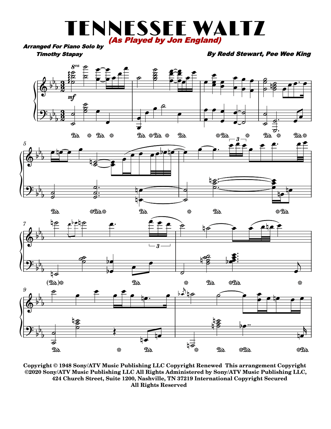 Tennessee Waltz (arr. Timothy Stapay/Jon England)