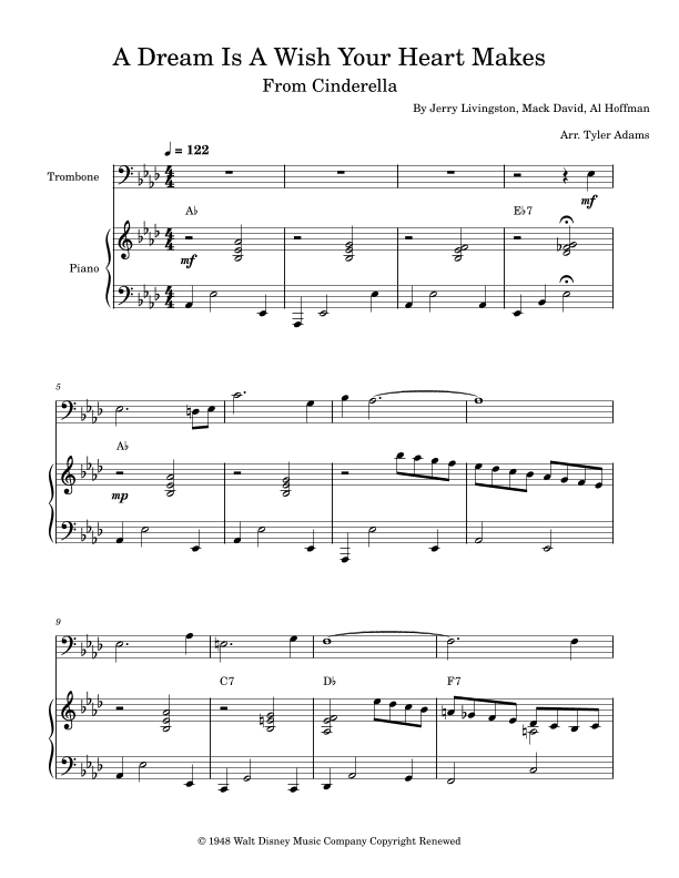 A Dream Is A Wish Your Heart Makes (arr. Tyler Adams)