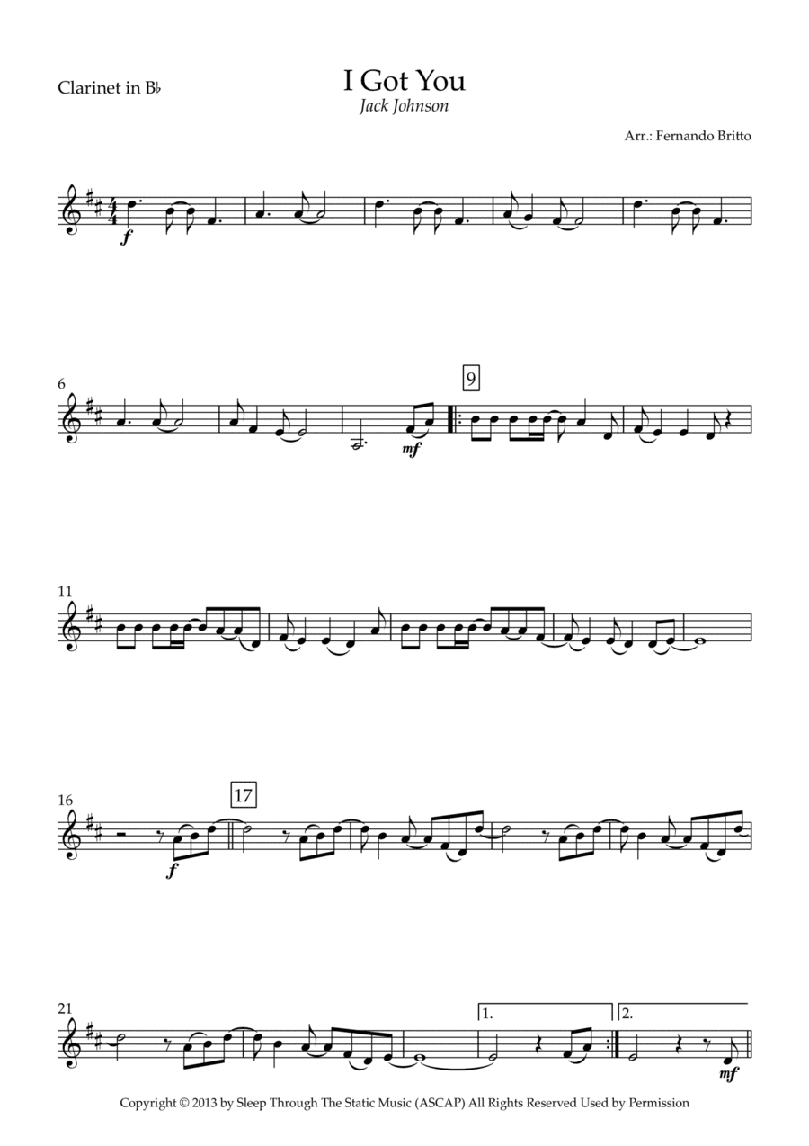 I Got You (arr. Fernando Britto)