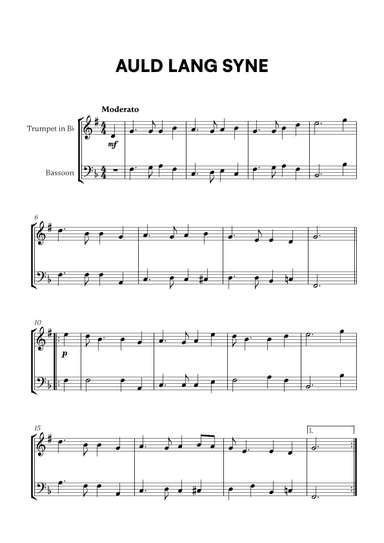 Auld Lang Syne (for Trumpet and Bassoon) (arr. Cadenza Editions)