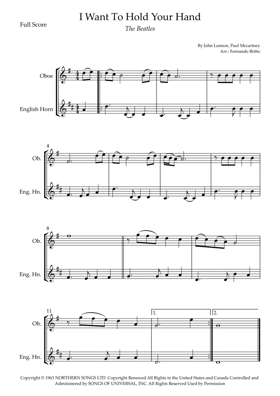 I Want To Hold Your Hand (arr. Fernando Britto)