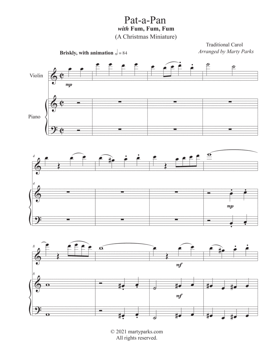 Pat-a-Pan (Violin-Piano) (arr. Marty Parks)