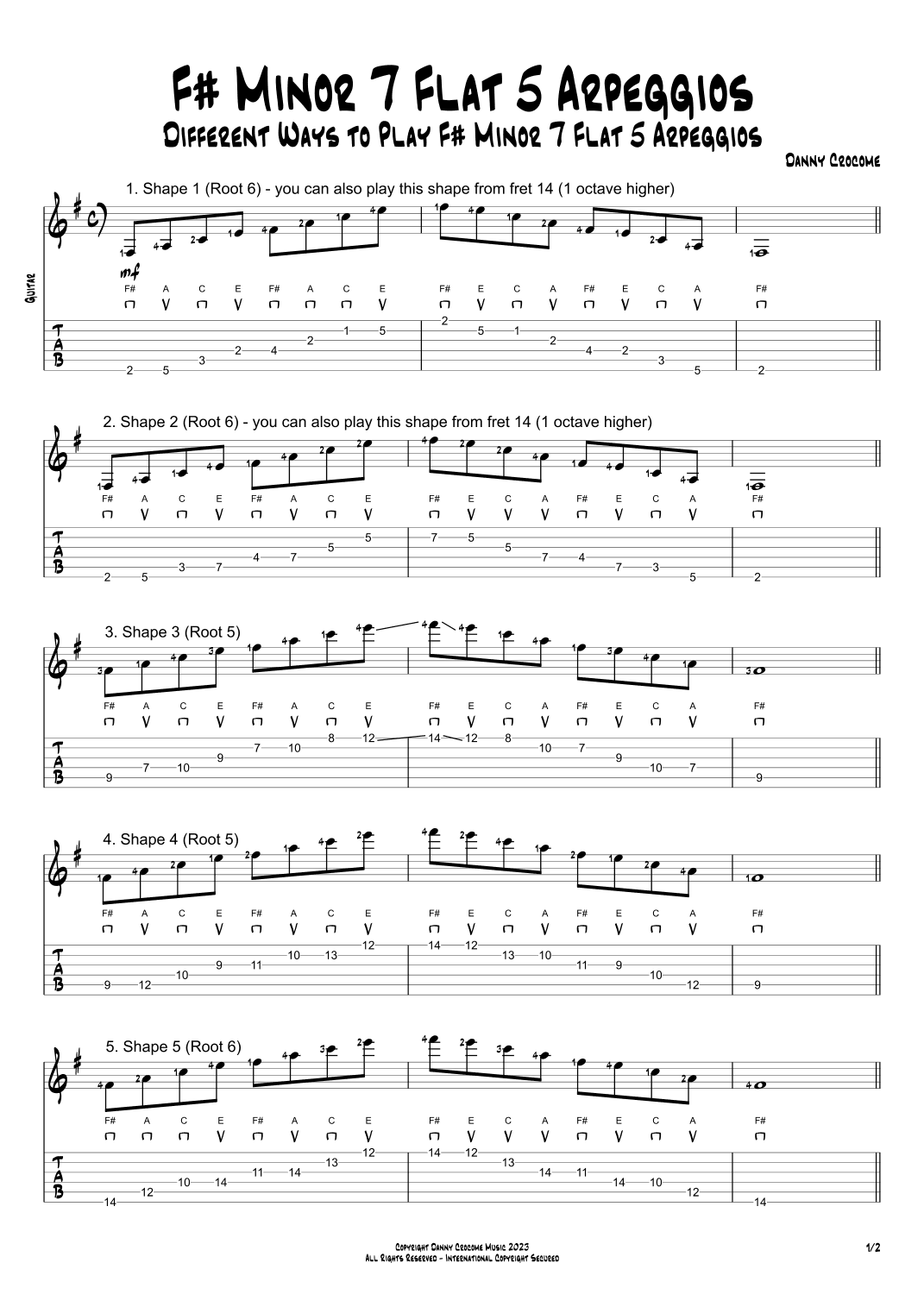 F# Minor 7 Flat 5 Arpeggios (5 Ways to Play)