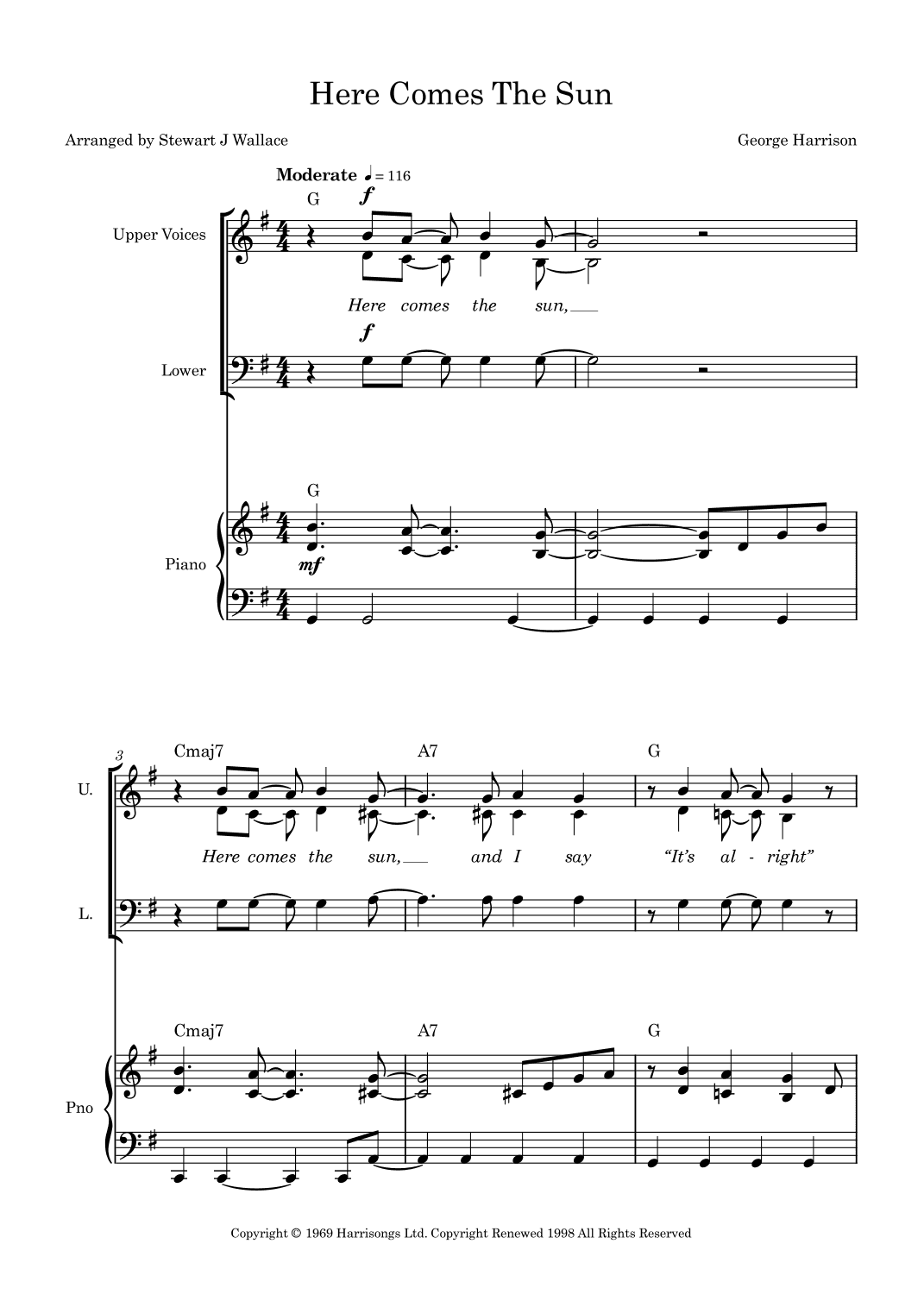 Here Comes The Sun (arr. Stewart J Wallace)