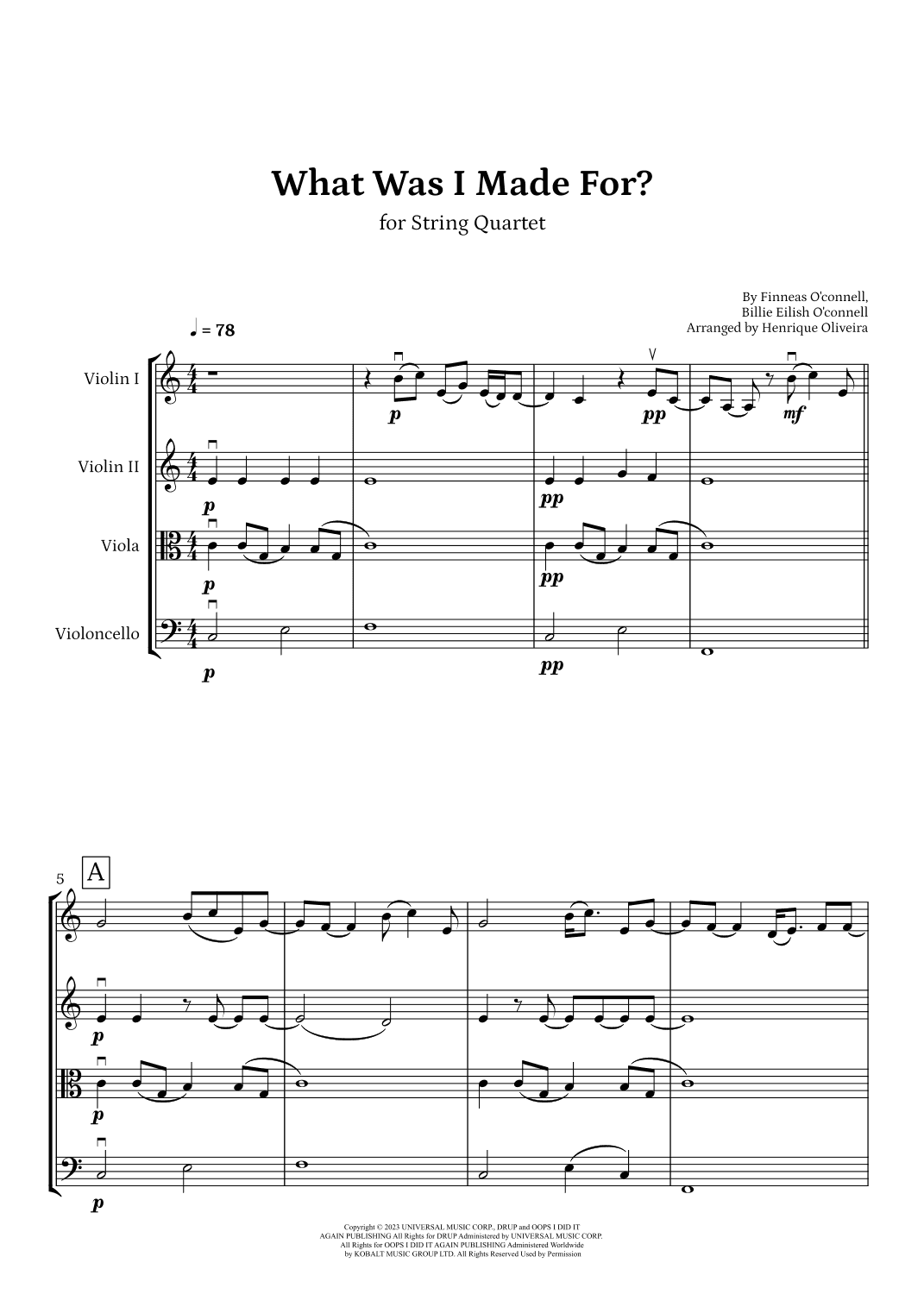 What Was I Made For? (arr. Henrique Oliveira)