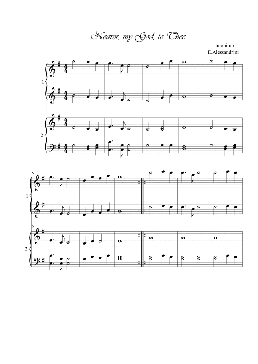 Nearer my God to Thee. Piano 4 hands (arr. Ester Alessandrini)